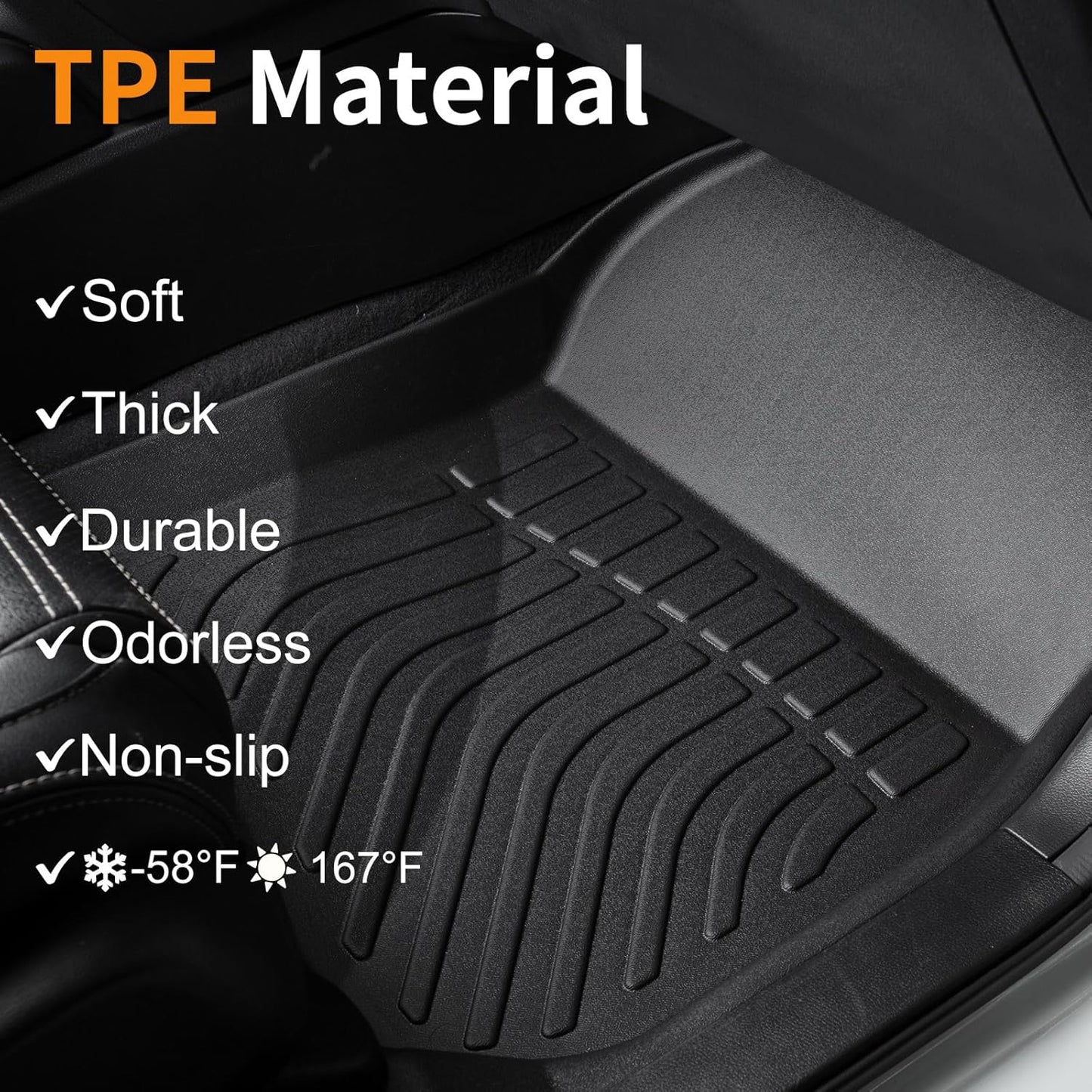 Binmotor-All Weather Floor Mats Custom Set for Ford Explorer 6 Seat 2020-2025, Heavy Duty TPE Car Floor Liners Explorer Accessories
