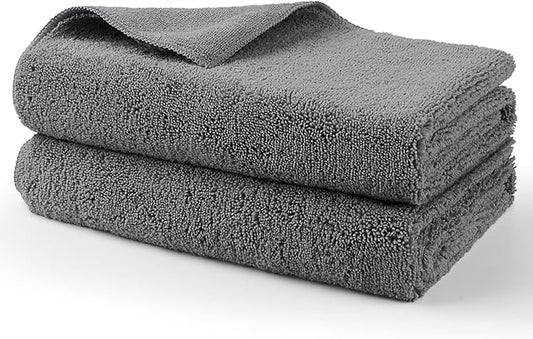 HOMEXCEL Professional Large Microfiber Car Drying Towels 2 Pack, Lint Free, Scratch Free, Highly Absorbent Drying Towel for Cars, SUVs, RVs, Trucks, and Boats,31" x 24",Grey