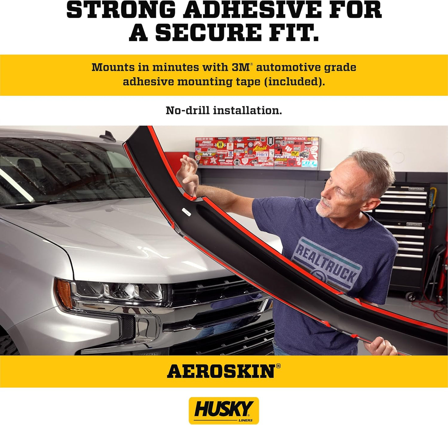 Husky Liners Aeroskin Hood Protector | Fits 2020-2022 Ford Escape | Low Profile Deflector/Bug Shield - 1 pc., Smoke | 2842182
