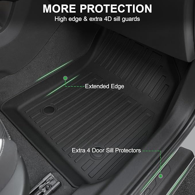 Floor Mats Fit for 2021-2025 2026 Buick Envision, TPE All Weather Protection Front & 2nd Row Black Car Liners & Door Sill Guards SUV Accessories