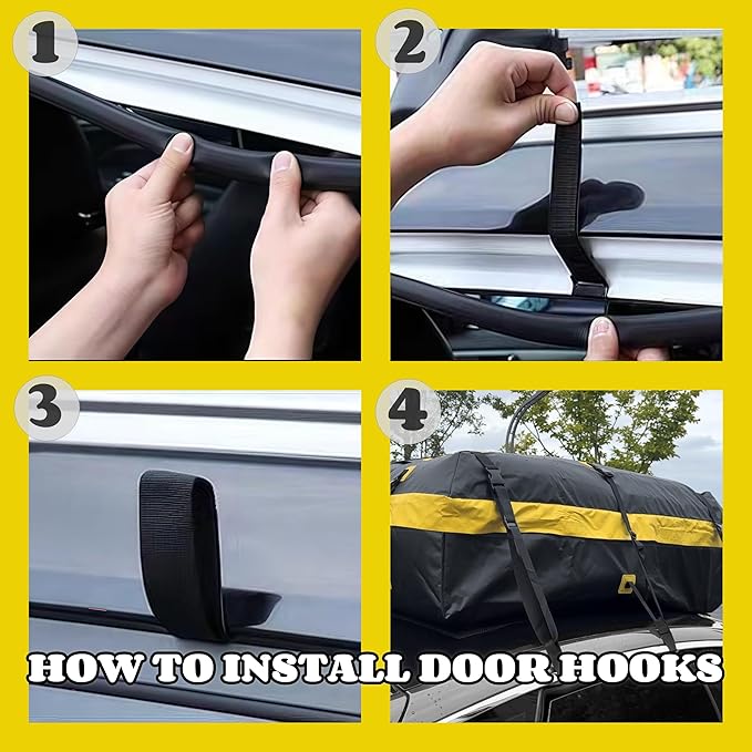 Rooftop Cargo Carrier Vehicle Soft-Shell Carriers, Heavy Duty Car Roof Bag Waterproof Without Rack, Car Topper Luggage Carrier-with 6 Hooks&Mat(19.4 Cuft)