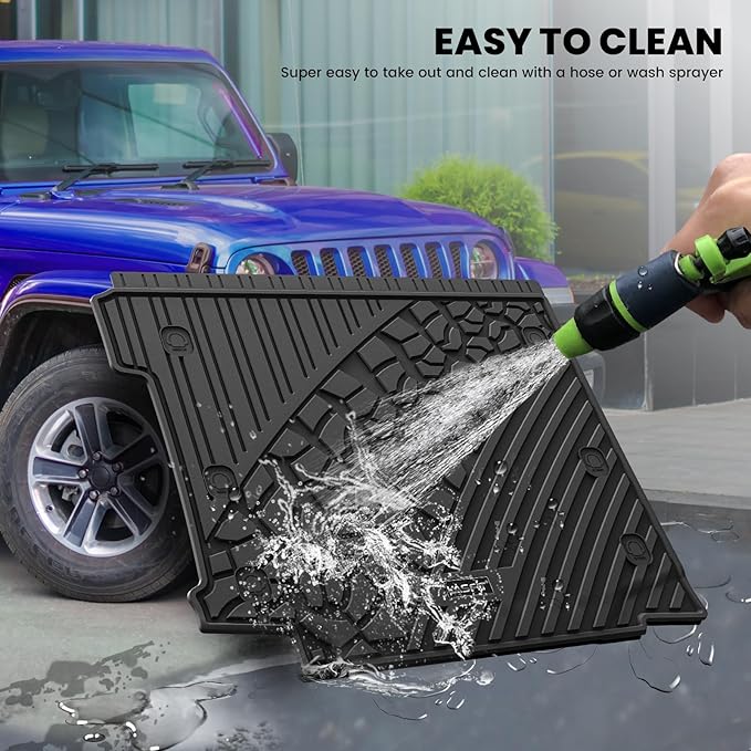 LASFIT Trunk Mat for Jeep Wrangler JL 2018-2024 2025 4 Door Cargo with SUBWOOFER, All Weather TPE Custom Fit Cargo Mat Fit for Flat Load Floor Gas Type, Black (Not for JK/Not PHEV/Not 2-Door)