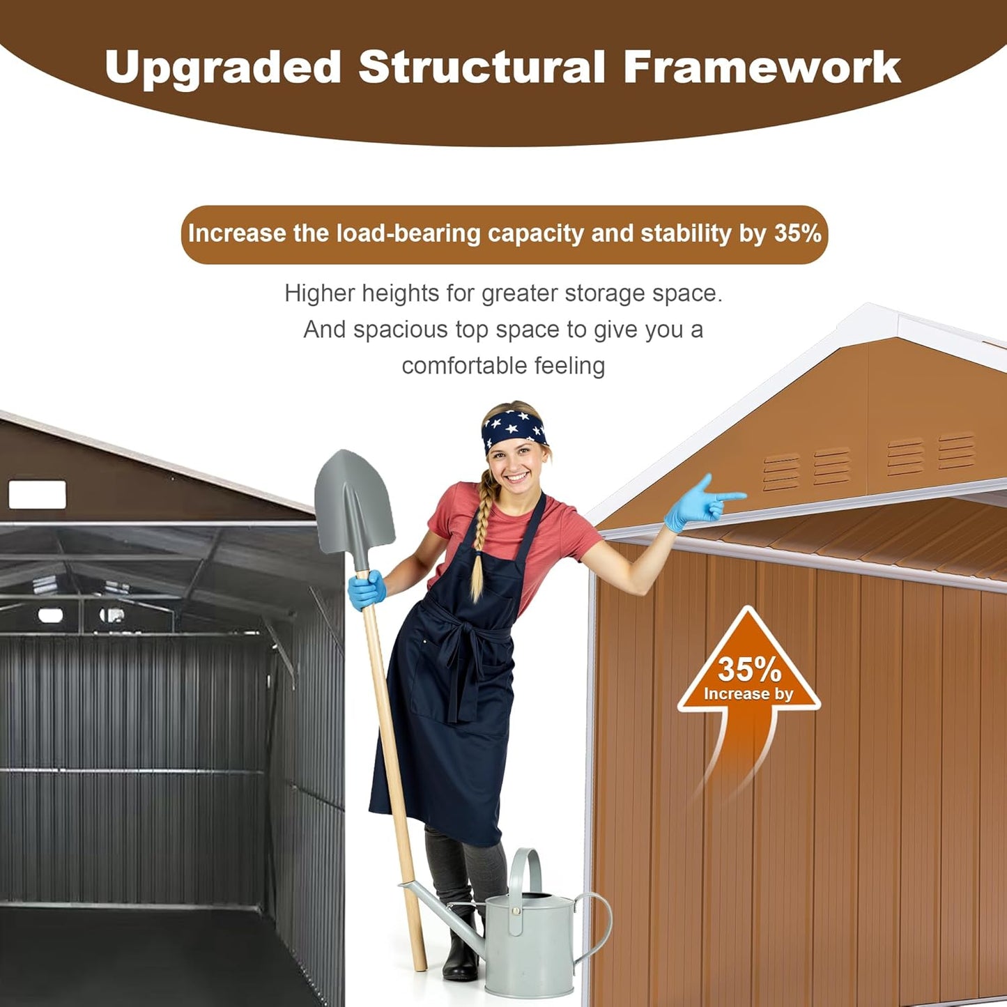 10 x 8 FT Outdoor Storage Shed, Metal Garden Tool Shed with Slooping Roof, Lockable Doors and Windows, All-Weather Weatherproof Blike shed for Garden, Patio, Lawn, Yellow