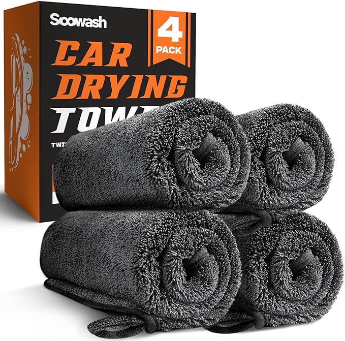 4-Pack Microfiber Towels for Cars (36"x24") - Car Drying Towel, Ultra Soft & Absorbent, Streak-Free & Scratch-Free, Car Towels Drying for Auto Detailing, Trucks, SUVs