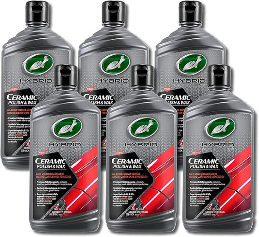Turtle Wax 53412-6PK Hybrid Solutions Ceramic Polish and Wax, Removes Car Scratches and Swirl Marks, Provides Water Repellency, Protection, and Shine, Hand or Machine Application, 14 oz. (Pack of 6)