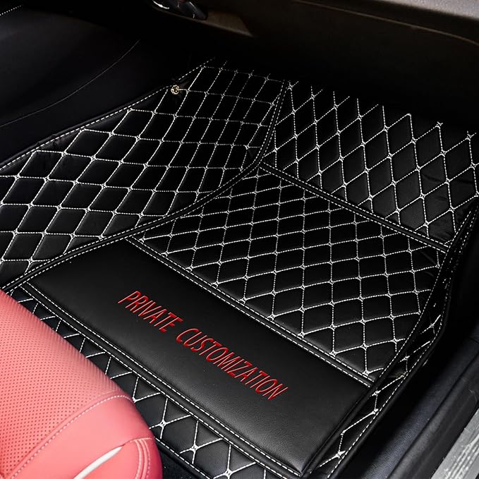 Custom car Floor mats Suitable for 99% car Truck SUV,car mats All Weather Personalized,Full Coverage Luxury Car Mats, Anti-Slip Leather Floor mats. (Green and Black)