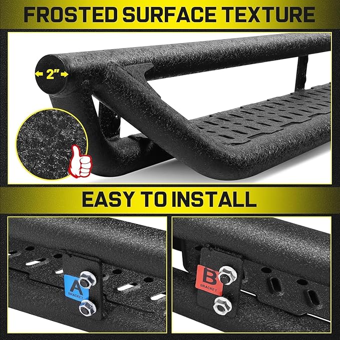 BINARY STAR 4 Steps Running Boards Compatible with 2019-2026 Chevy Silverado/GMC Sierra 1500 Double Cab, 20-26 Silverado/Sierra 2500HD 3500HD Double Cab. Running Boards with Bed Access Step.