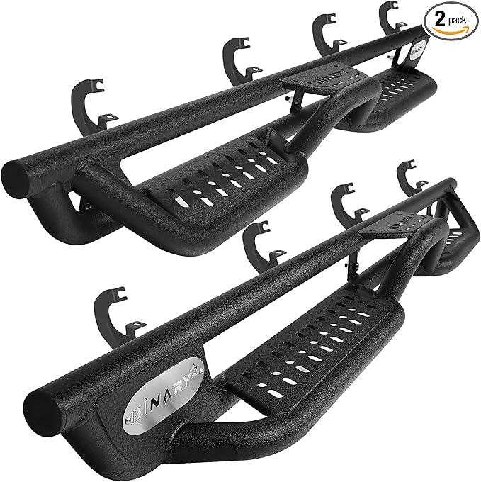 BINARY STAR Running Boards Compatible with 2019-2026 Chevrolet Silverado/GMC Sierra 1500 Crew Cab, 20-26 Silverado/Sierra 2500HD 3500HD Crew Cab, Two-Stair Side Steps Nerf Bars.