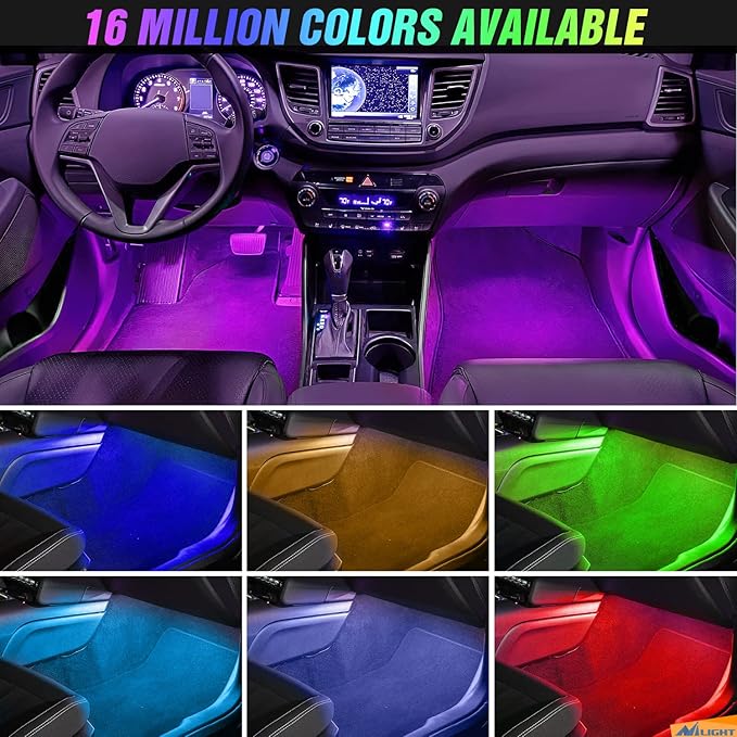 Nilight RGB LED Car Interior Stripe Light with APP Control Multicolor Music Sync Mode Waterproof Car Under-Glow Lighting Lamp Kits Universal Cars Truck ATV UTV