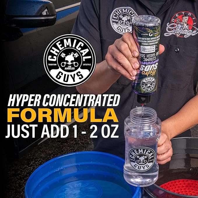 Chemical Guys HydroSuds Ceramic SiO₂ Shine High Foaming Car Wash Soap - Works with Foam Cannons, Foam Guns, or Bucket Washes for Cars, Trucks, Motorcycles, RVs, and More, Berry Scent - 16 oz