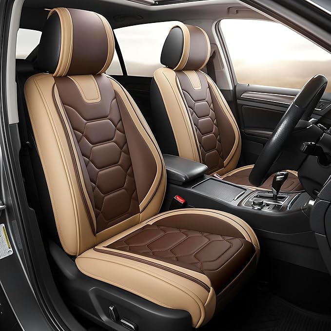 OASIS AUTO Car Seat Covers Full Set, Waterproof Faux Leather Seat Covers for Cars Universal Fit for SUV, Truck, Sedan, Black Premium Car Seat Protector with Front & Back Cushions