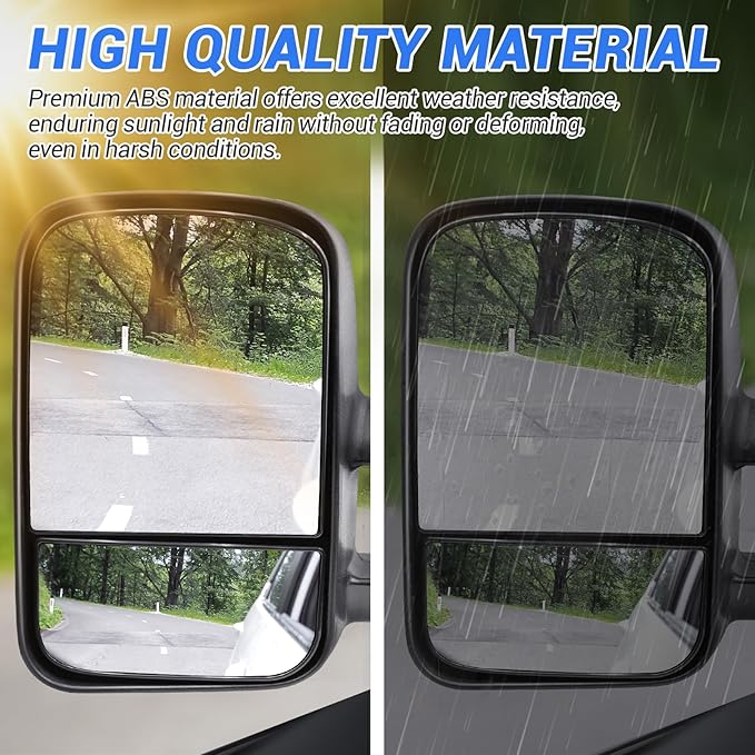 Towing Mirrors Compatible for 1988-1998 Chevy/GMC C1500 K1500,1988-2000 Chevy/GMC C2500 C3500 K2500 K3500 Manual Telescoping Black Driver and Passenger Side Left Right Pair Set