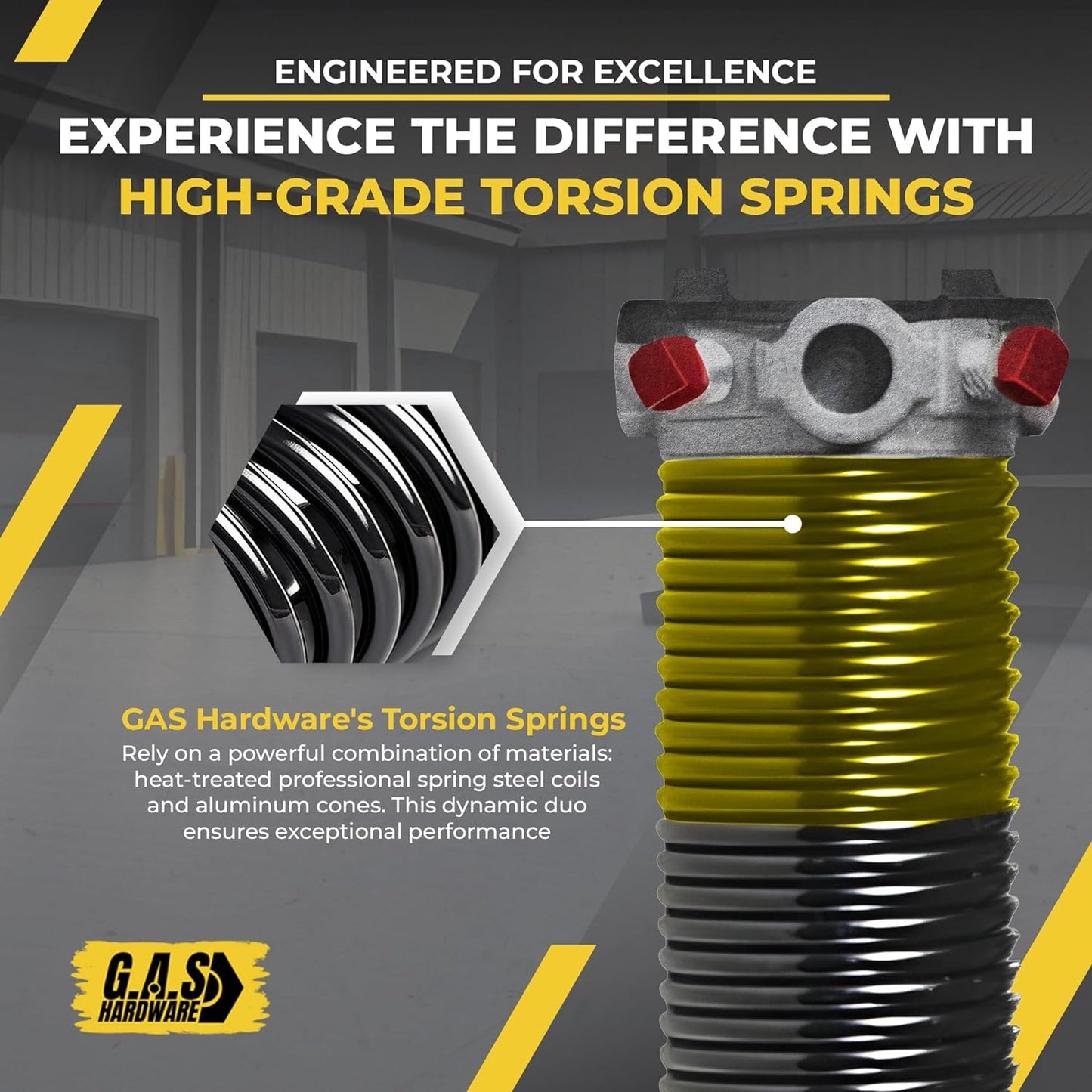 Garage Door Torsion Spring 250x2x34 Torsion Springs for Garage Door Repair Left Hand Wound Replacement for Right Side of Garage Door with 1" Steel Bearing, Gloves, Manual and Winding Bars (Black Cone)