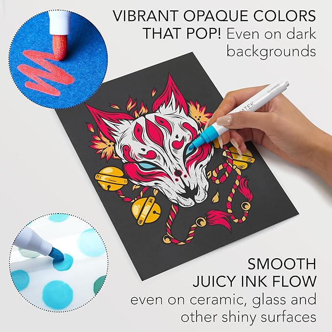 CHROMATEK Dual Tip Oil Based Paint Markers - 30 Colors Permanent Paint Pens for Rock Painting, Canvas, Glass, Wood, Stone & DIY Art Supplies - Quick Drying Waterproof Pen with Video Tutorials & Ebook
