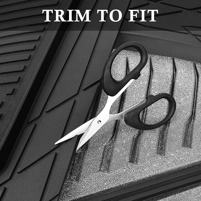 CAR PASS Heavy Duty Rubber Car Mats, Deep Dish Car Floor Mats All Weather Car Mats Full Set 4-Piece Trim to Fit for Sedan SUV Truck Sports Waterproof Anti-Slip Automotive Mats Black and Silver Glitter