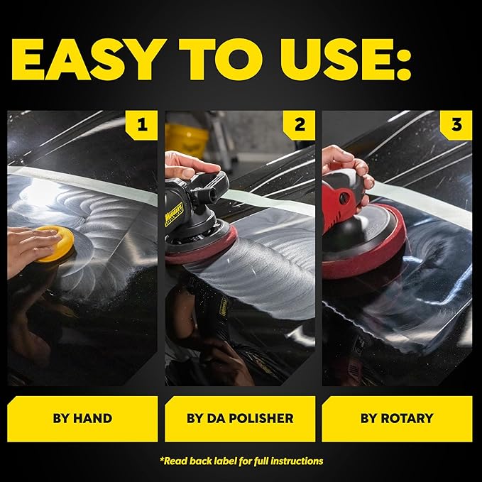 Meguiar's Mirror Glaze M105 Ultra-Cut Compound, Car Rubbing Compound for Removing Scratches and Heavy Swirls While Adding Shine, Safe and Effective on All Glossy Car Paint and Clear Coats, 8 oz