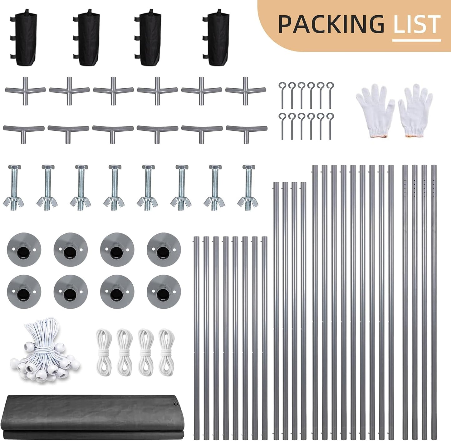 JY QAQA Carport, 10x20 FT Heavy Duty Carport Reinforced Steel Poles with Removable Sidewalls & Doors,Roll-up Windows Car Canopy with Sandbags and All-Season Tarp for Car Boat Truck Motorcycle