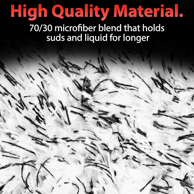 Adam's Polishes Microfiber Car Wash Mitt, Car Sponge Wrapped in Soft, Plush Fiber Cloth Material, Safe Washing with Any Car Soap, Bucket, Foam Gun, Foam Cannon, Other Cleaning Supplies