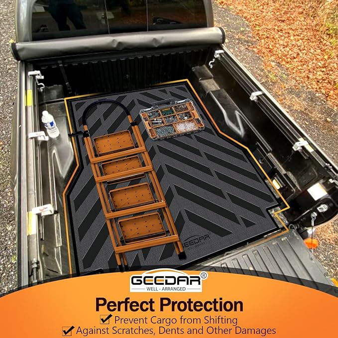 GEEDAR Rubber Bed Mat Compatible with 2005-2023 Toyota Tacoma 5Ft Heavy Duty Truck Bed Mat for Toyota Tacoma 5ft Truck Bed Liner, Heavy Duty Pickup Bed Accessories Cargo Mat