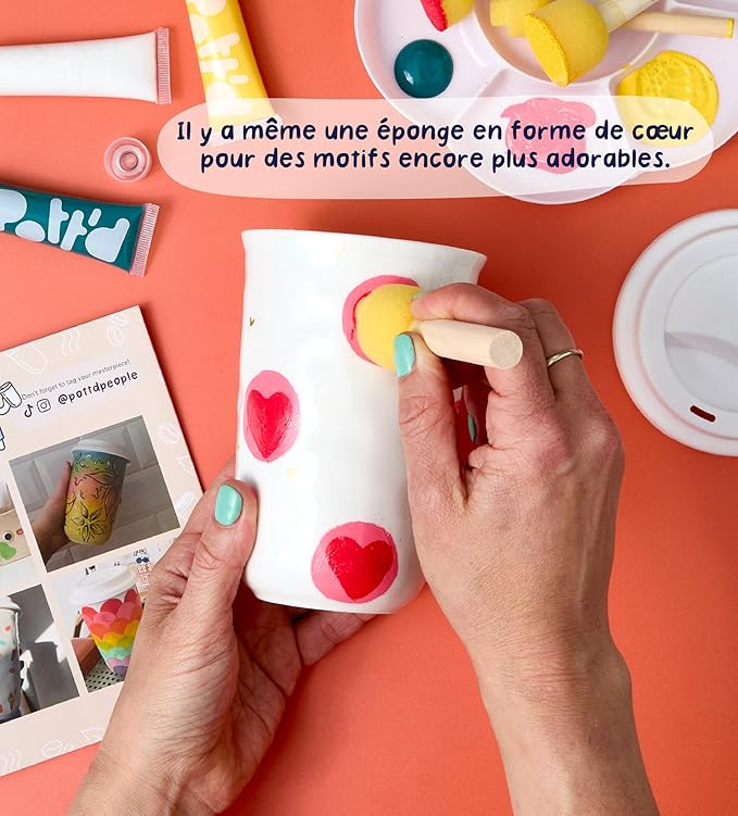 Pott’d Paintables Paint-a-Travel Mug Kit, DIY Pottery Painting Kit for Adults with Travel Mug, Paints, Brushes, Sponges, Palette and Guide, Craft Kit for Adults, Ideal for Personalised Gifts