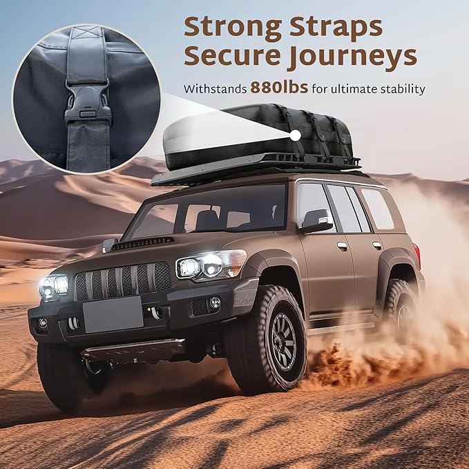 iBirdie Roof Rack Cargo Carrier 25.5 Cubic Feet, XL Soft-Shell Rooftop Cargo Box, Waterproof Heavy Duty 1200D for Car with/Without Roof Rack, Includes Anti-Slip Mat, Door Hooks, 60x37x20 inches