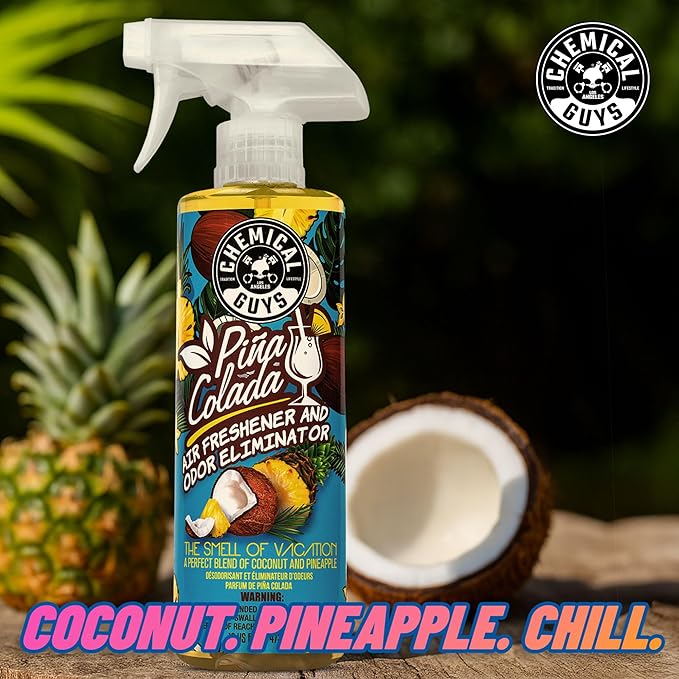 Chemical Guys AIR22916 Pina Colada Air Freshener and Odor Eliminator, (Great for Cars, Trucks, SUVs, RVs, Home, Office, Dorm Room & More) 16 fl oz