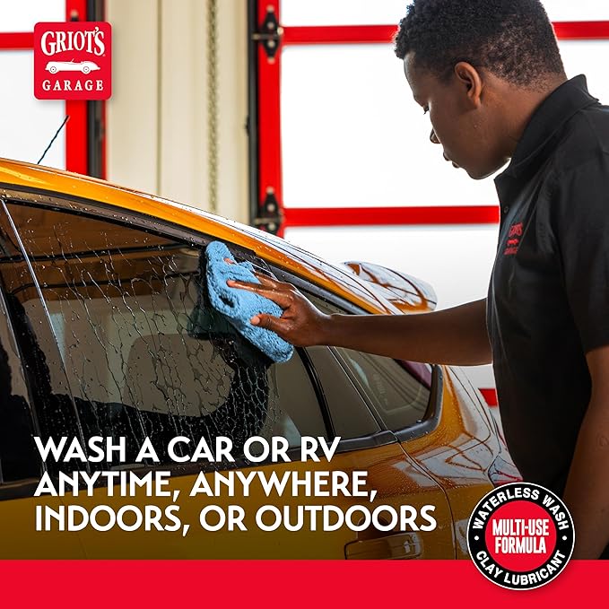 Griot's Garage Rinseless Wash and Wax for Car Cleaning and Detailing, No-Rinse, Waterless Formula For RVs, Boats, Trucks, Motorcycles and More, 10493, 16oz