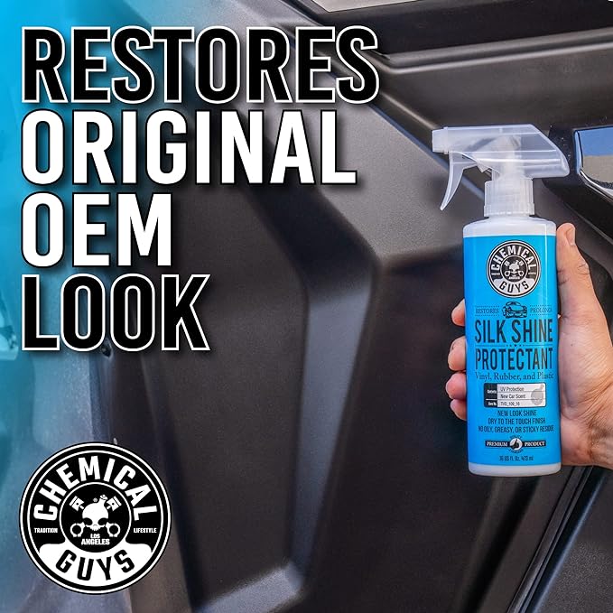 Chemical Guys Silk Shine Tire and Trim Dressing and Protectant – Non Greasy Spray for Vinyl, Plastic and Rubber Surfaces – Restores Shine and Protection for Cars, Trucks, Motorcycles and RVs, 128 oz