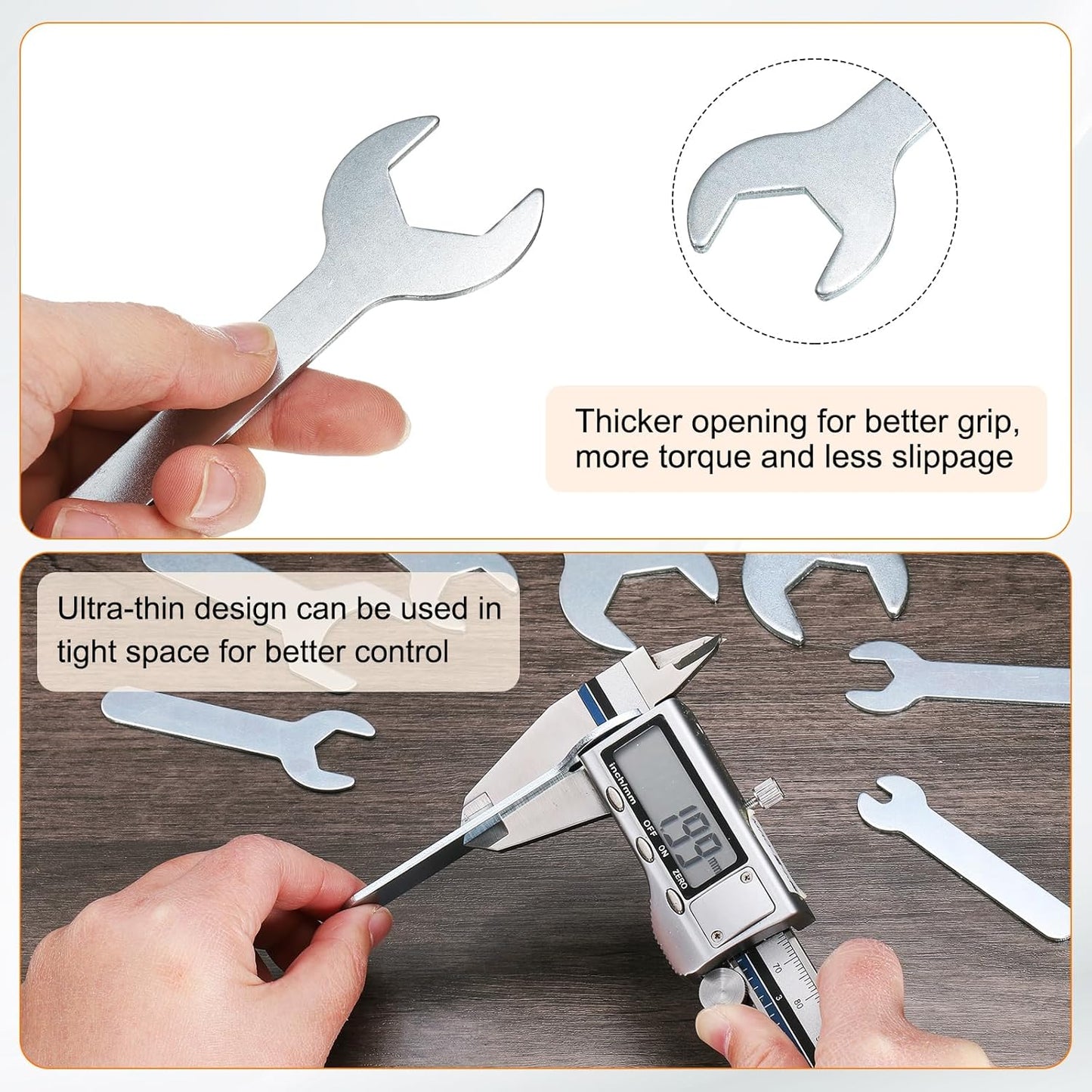 HARFINGTON 10pcs Small Wrench 25x126x2.8mm Metric U-Shaped Single Open Ended Spanner Super Thin Flat Head Galvanizing Wrench for Automotive Repair Furniture Assembly