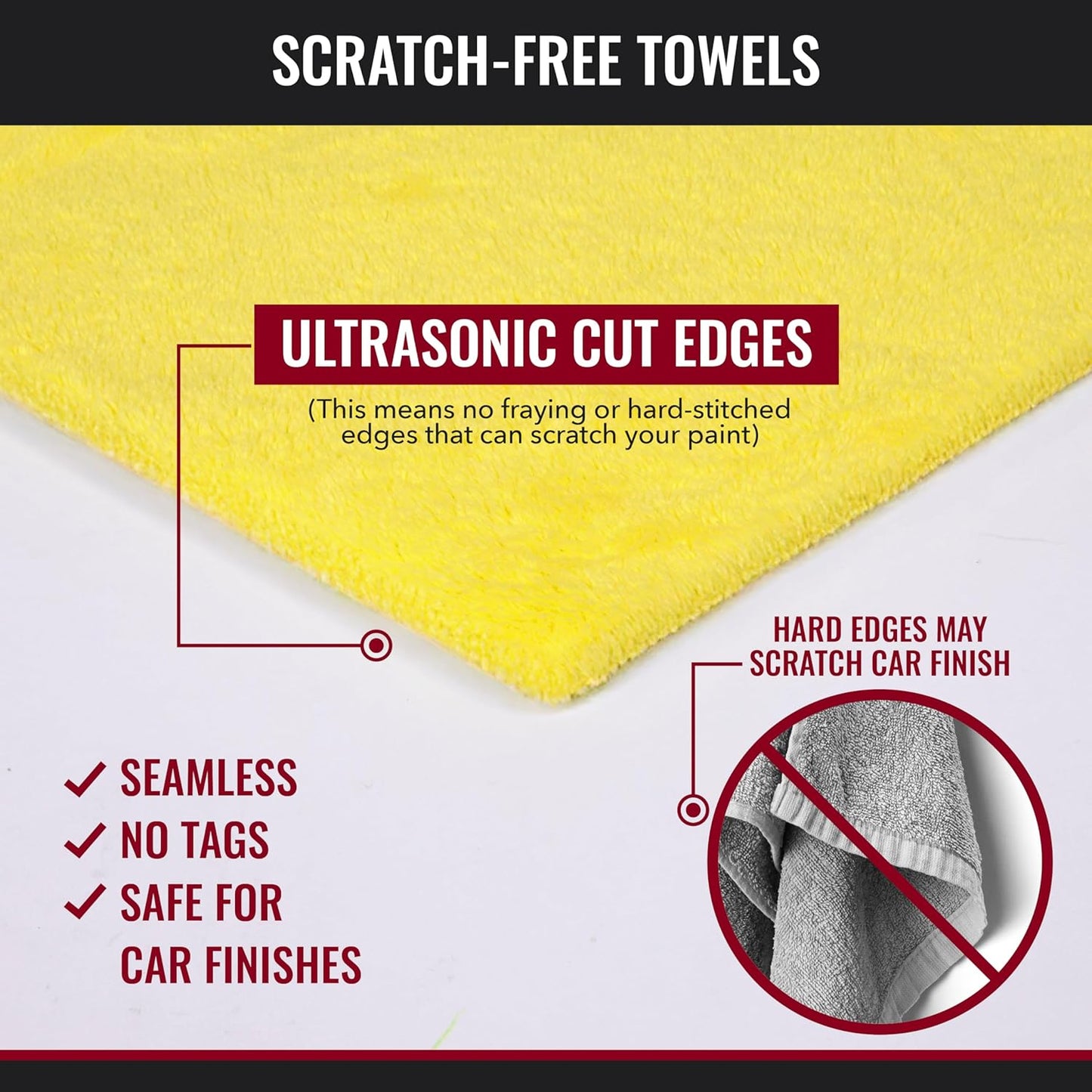 Microfiber Cleaning Cloth - The Yellow Rags, Streak-Free Cleaning Towels for Car Wash and Housekeeping, Ultra-Absorbent with Cut Edges to Avoid Scratches (Pack of 10, 16"x16")