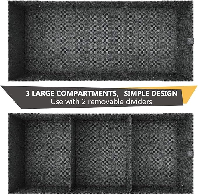 MIU COLOR Trunk Organizer for SUV, Sturdy Car Organizer, Non-Slip Bottom, Folded Storage Organizer for Sedan, Van, Jeep, Grocery, Car Accessories, Large 3 Compartments, Art Black,32"×13"×10.6"