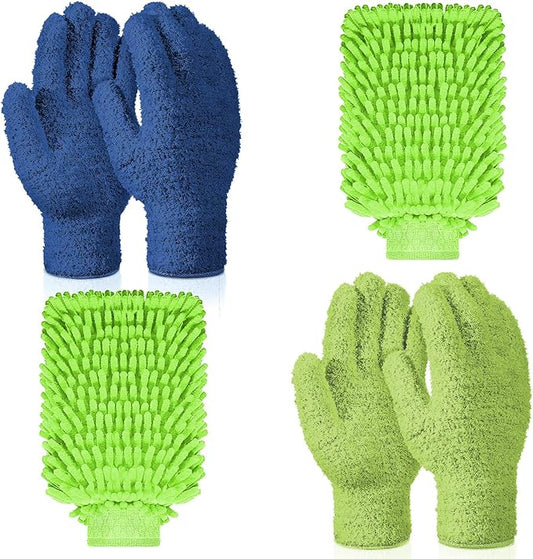 6 Pcs Microfiber Dusting Mitt Gloves Microfiber Washable Dusting Gloves Car Wash Mitt for Leaf Cleaning Plant