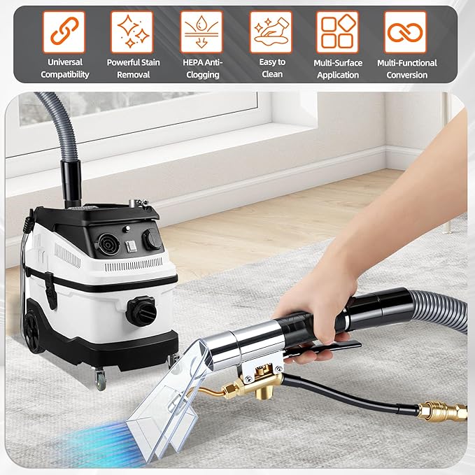 Extractor Hose Kit Compatible with Shop Vac Extractor Kit,Better Extractor Hose Kit for Carpet & Upholstery Cleaning,Converts Vacuum to Cleaner With 25FT Water Line and 10 FT Vacuum Hose & Adapter