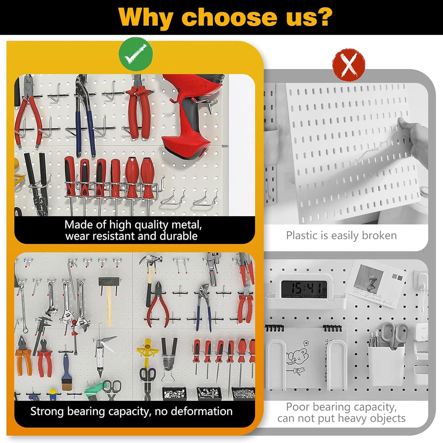 Ultrawall 2 Pcs Metal Pegboard Wall Panels, Peg Boards for Garage Tool Storage