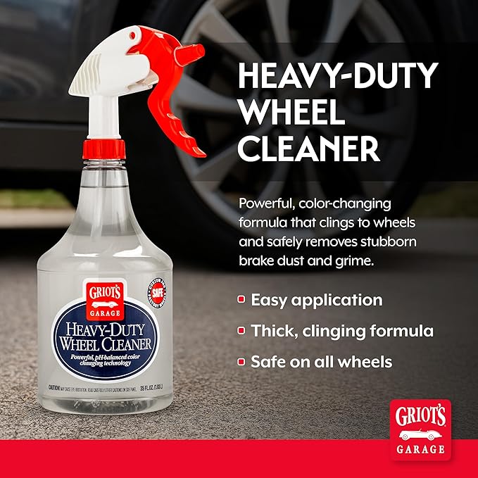 Griot's Garage Heavy-Duty Wheel Cleaner for All Wheel Finishes, Breaks Down and Removes Stubborn Brake Dust and Grime, PH Balanced, Non-Acidic, 11026, 35oz