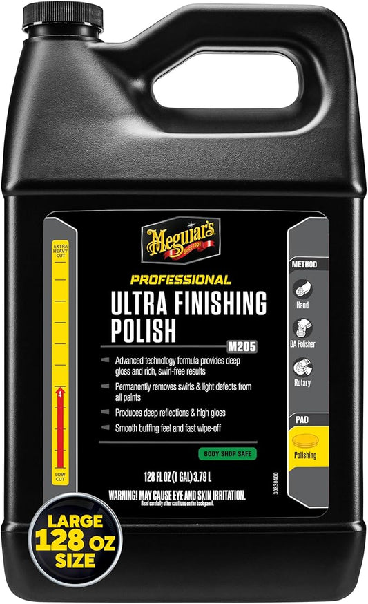 Meguiar's Professional Ultra Finishing Polish M20501 - Scratch and Swirl Remover, High-Gloss Detailing Polish for a Show Car Shine, for Use by Hand, DA Polisher or Rotary, 128 Oz, 1 Gallon