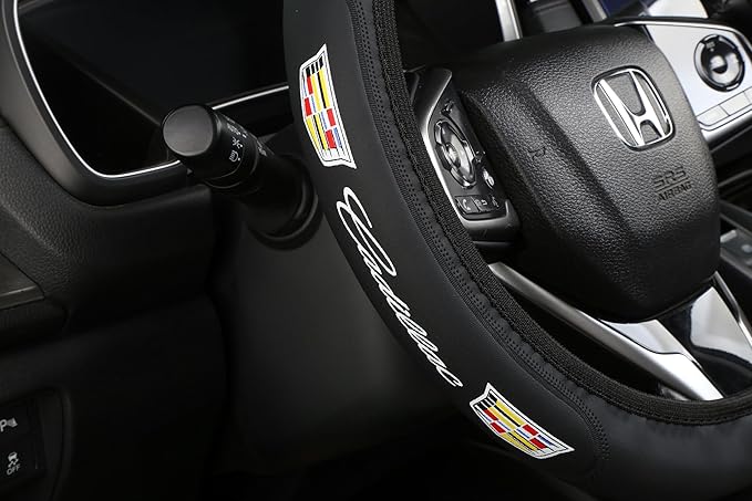 Black car Steering Wheel Cover - Universal Car Accessory for Diverse Cars, Durable Leather Cover with Anti-Slip Lining, for Steering Wheel with a Diameter of 14.5"-15".