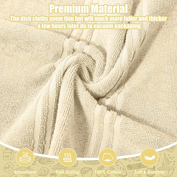 Dish Towels and Dishcloths with Oven Mitts Sets- 100% Cotton Tea Towels for Kitchen- 500 F Heat Resistant Oven Mittens 7.5"x12", Durable Dish Cloths 11.8"x11.8", Absorbent Dish Towels 13.5"x24"