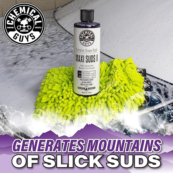 Chemical Guys CWS_1010 Maxi-Suds II Foaming Car Wash Soap (Works with Foam Cannons, Foam Guns or Bucket Washes) Safe for Cars, Trucks, Motorcycles, RVs & More, 128 fl. Oz (1 Gallon), Grape Scent