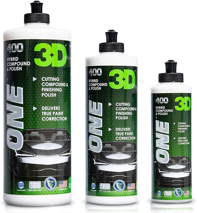 3D One Car Scratch & Swirl Remover Hybrid Rubbing Compound & Polish Buffing Compound for True Paint Correction 32oz Made in USA