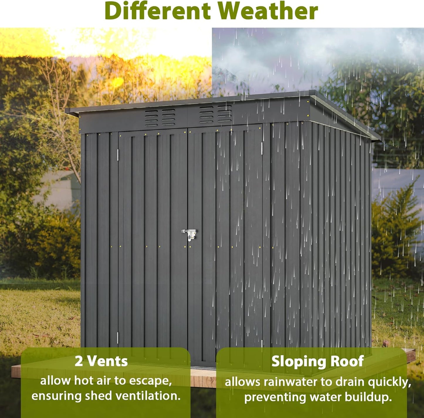 Outdoor Storage Shed, 6 X 4ft Metal Galvanized Steel Garden Shed with Floor Frame, Utility Tool Shed Storage House for Backyard, Patio, Lawn