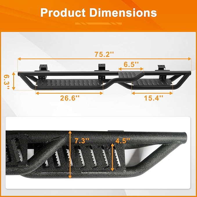 Running Boards Fit for Wrangler JL JL JLU Unlimited 2018-2026,Two-Stairs 5 Inches Width Off-Road Side Steps 4 Doors Heavy-Duty Nerf Bars Steel Rock Sliders Rail Slip-Proof Step Bars