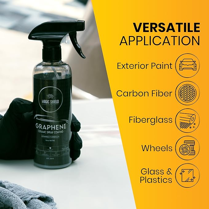 Graphene Ceramic Spray Coating - LAST SO LONG! Quick & Easy for Cars, Motorcycles, Boats & More - Professional-Grade Sealant for Maximum Gloss & Shine - Waterless Wash & Wax - 16oz Bottle