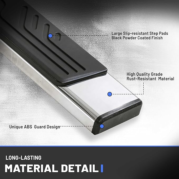 PZ 6.5" Running Boards Compatible with 2019-2025 Dodge Ram 1500 Quad/Extended Cab New Body Style Chrome Stainless Steel Side Steps Rails Nerf Bar(Only for 2019-2025 Ram 1500 New Body Style)