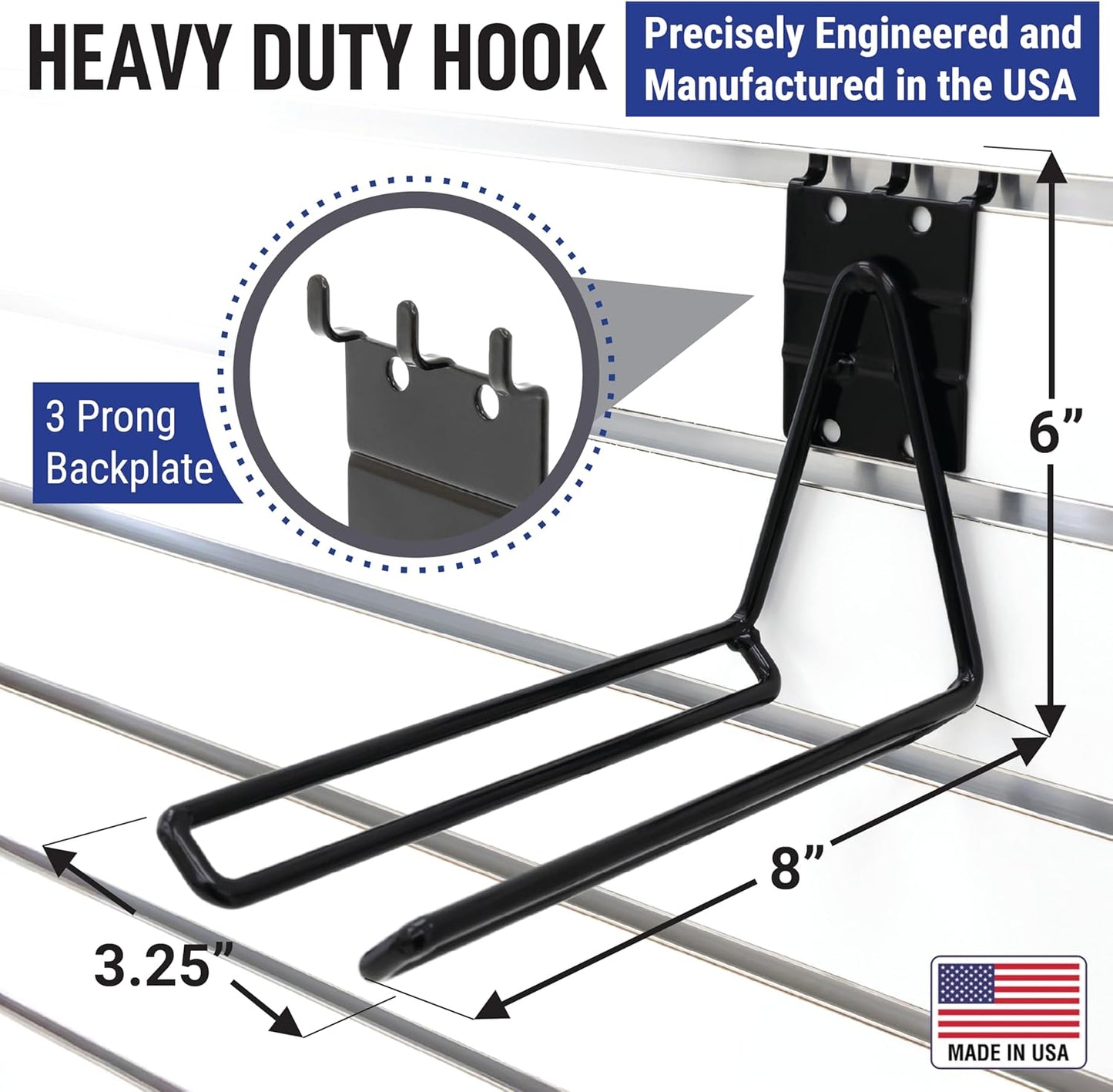 Victory Display Heavy Duty Garage Hooks | Garage Organization Hooks for Hanging Tools | Fits Pegboard & Slatwall | Garage Tool Organizer | Ladder Hangers | Wall Mount Storage Rack | 5-Pack