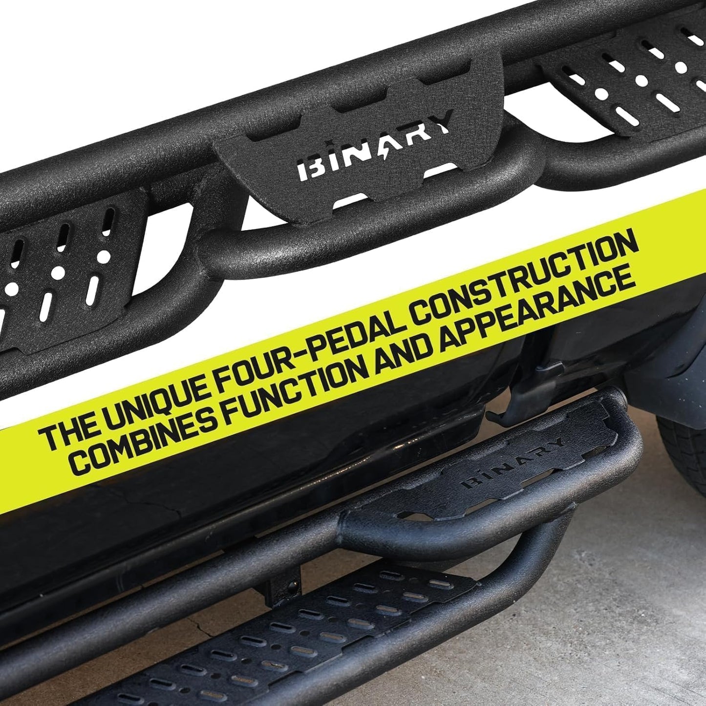 BINARY STAR Running Boards Compatible with Vehicle 2022-2025 Toyota Tundra Double Cab, Two-Stair Side Steps Nerf Bars. 6 Inch Tundra Black Step Bars Made with Carbon Steel.