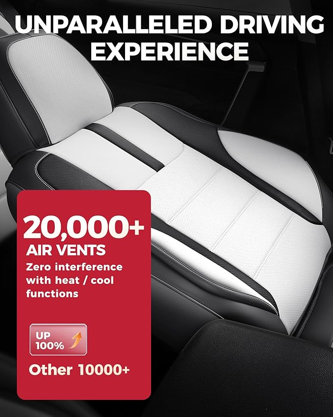 FREESOO Black White Front Car Seat Covers - Faux Nappa Leather Seat Covers for Cars, with Carbon Fiber Texture Seatbelt Pads, Cute Cushion Protectors Fit for Most Vehicles Sedans SUV Trucks Civic