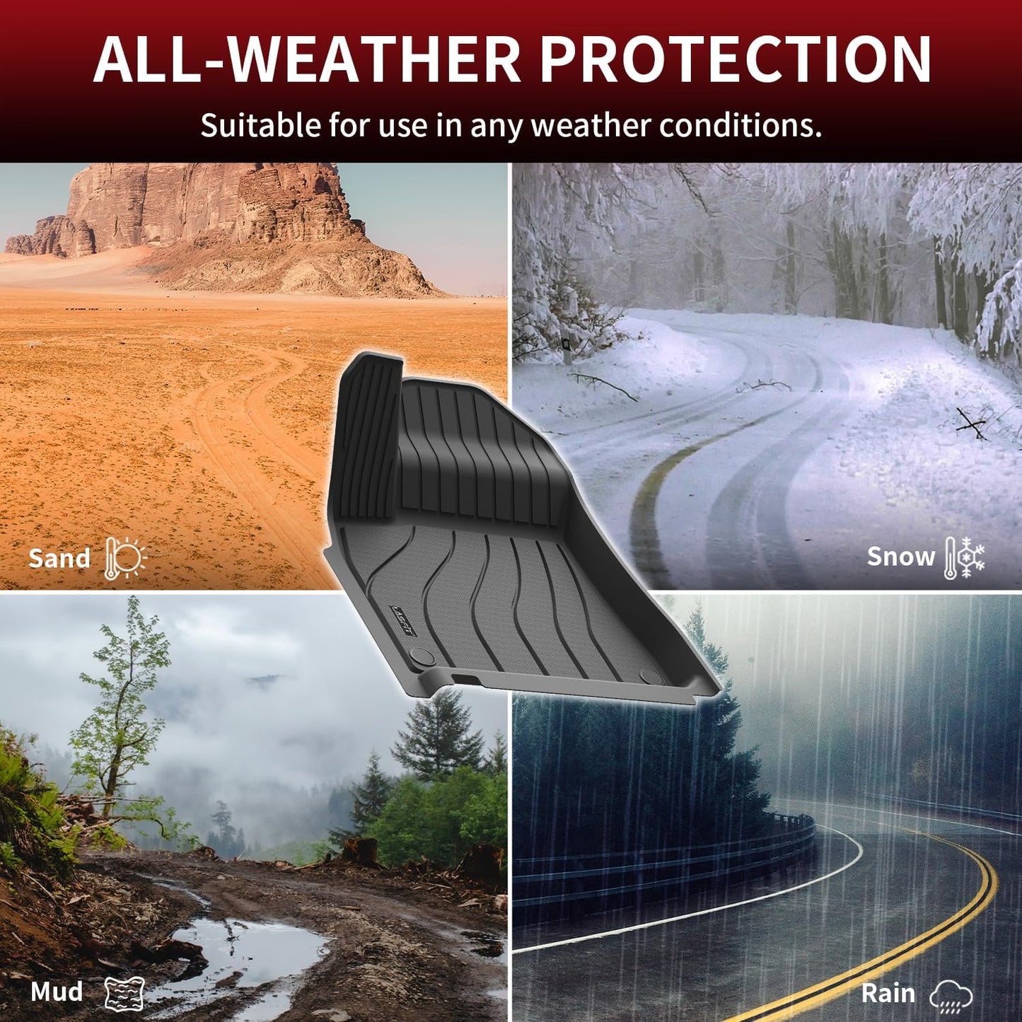 LASFIT Floor Mats for Porsche Cayenne 2019-2025 All Weather Floor Liner TPE Custom Fit 1st & 2nd Row Rubber Car Mats for Porsche Cayenne Automotive Accessories, Black, Easy to Clean