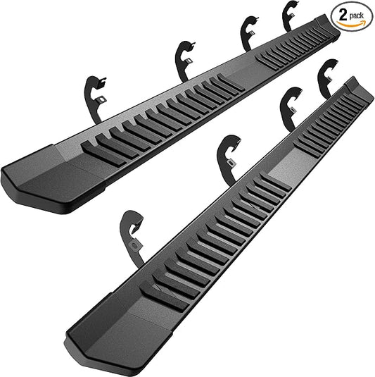 Crew Cab Running Boards Side Steps Compatible with 2019-2025 Chevy Silverado & GMC Sierra 1500 (Excl 2019 Ld/Lt), 2020-2025 2500 HD 3500 HD, Black Textured Aluminum Nerf Bars