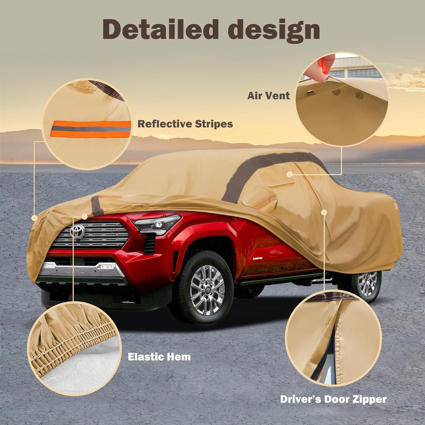 Tacoma Car Cover Waterproof All Weather Compatible with Toyota Tacoma 2005-2024, Outdoor Anti-UV Sun Rain Protection Full Exterior Cover